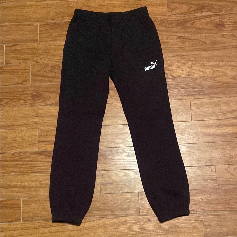 Puma Size Medium Kids 10-12 Black Sweatpants